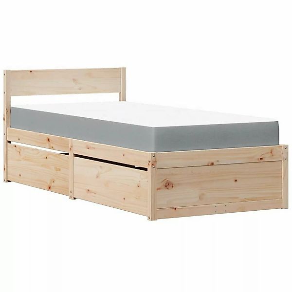 vidaXL Bettgestell Bett mit Schubladen und Matratze 90x190 Massivholz Kiefe günstig online kaufen