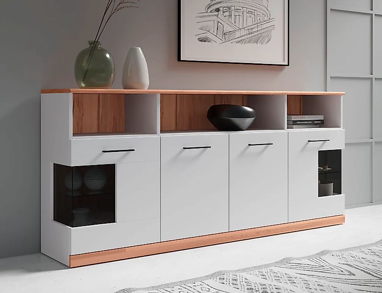 OTTO home Sideboard "RIBE20 Fronten massiv,Korpus Melamin, 2 Türen mit Glas günstig online kaufen