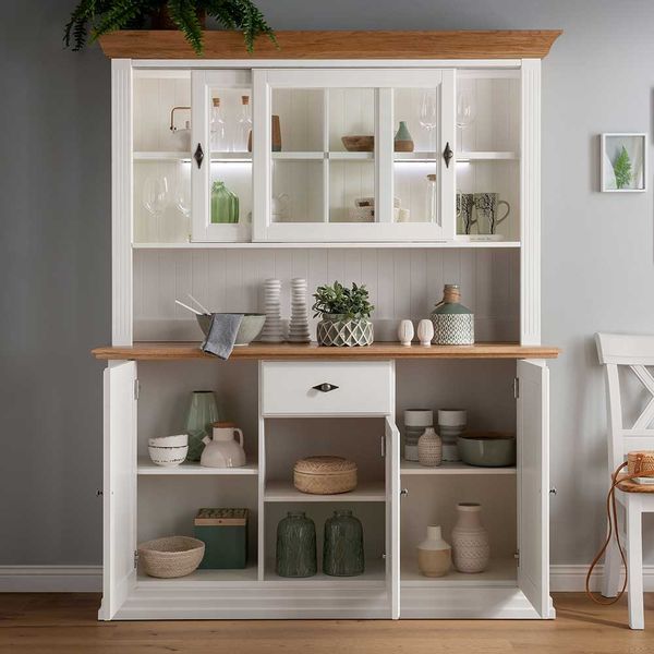 Küchenbuffetschrank im Landhausstil Kiefer und Eiche Massivholz günstig online kaufen