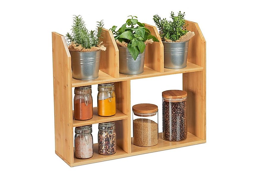 relaxdays Badregal Bambusregal 6 Fächer günstig online kaufen