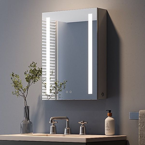 Dripex Badezimmerspiegelschrank LED Spiegelschrank mit Steckdose und Glasab günstig online kaufen