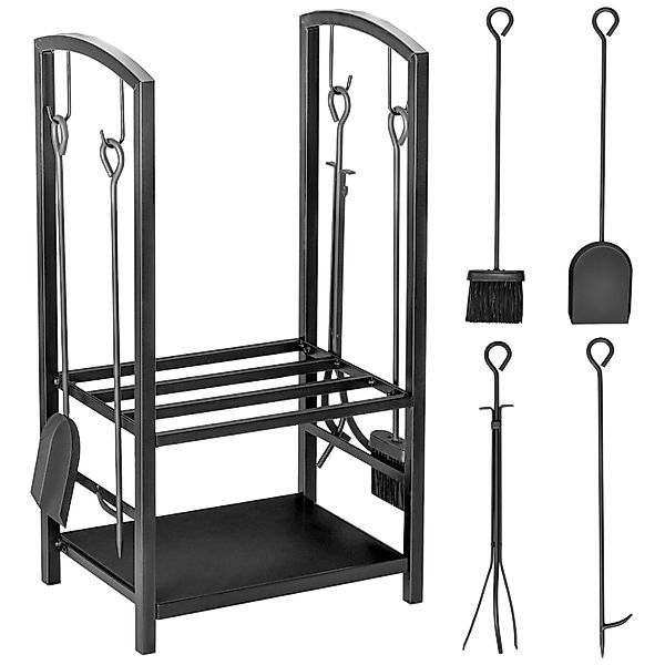 HOMCOM Kaminholzregal Kaminholzständer mit Kaminbesteck günstig online kaufen
