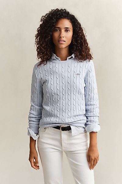 Gant Strickpullover "STRETCH COTTON CABLE C-NECK" mit Logostickerei auf der günstig online kaufen