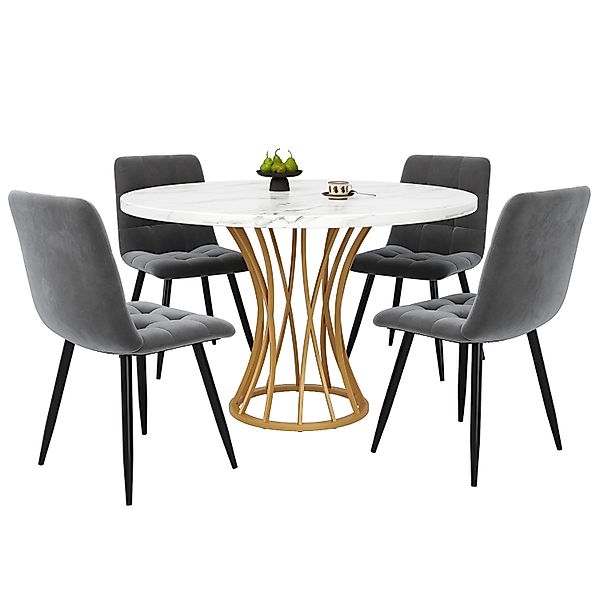 OKWISH Essgruppe Esstisch mit 4 Stühlen, günstig online kaufen