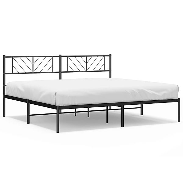 vidaXL Bettgestell, Bettrahmen mit Kopfteil Metall Schwarz 193x203 cm günstig online kaufen