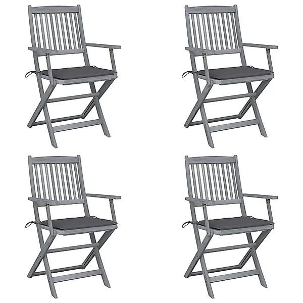 vidaXL Klappbare Gartenstühle 4 Stk mit Sitzkissen Massivholz Akazie 306450 günstig online kaufen