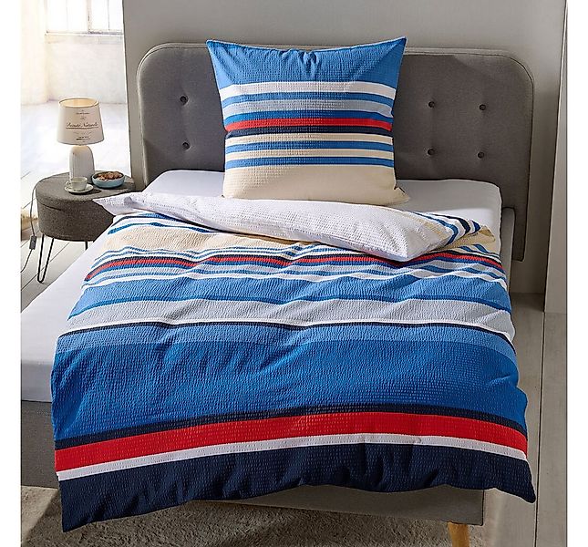 TRAUMSCHLAF Bettwäsche Streifen, Seersucker, 2 teilig, ideale Sommerbettwäs günstig online kaufen