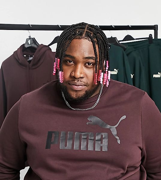 Puma Plus – Essentials – Sweatshirt mit großem Logo in Burgunderrot günstig online kaufen