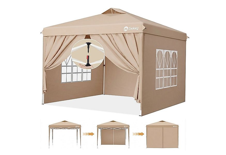 Sekey Faltpavillon 3x3 mit Seitenteilen wasserdicht, Pop Up Pavillon UV-Sch günstig online kaufen