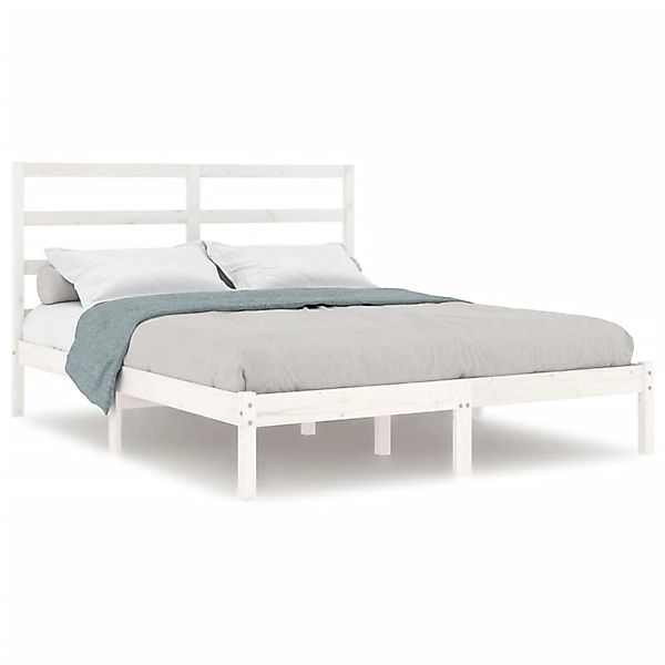 vidaXL Massivholzbett ohne Matratze Weiß 140x190 cm Kiefernholz 3104914 günstig online kaufen