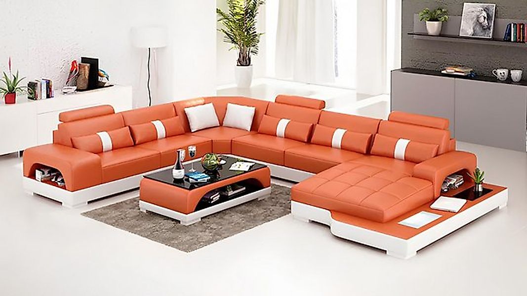 Xlmoebel Ecksofa Moderne Ledercouch in U-Form - Designer-Polsterecke, Herge günstig online kaufen