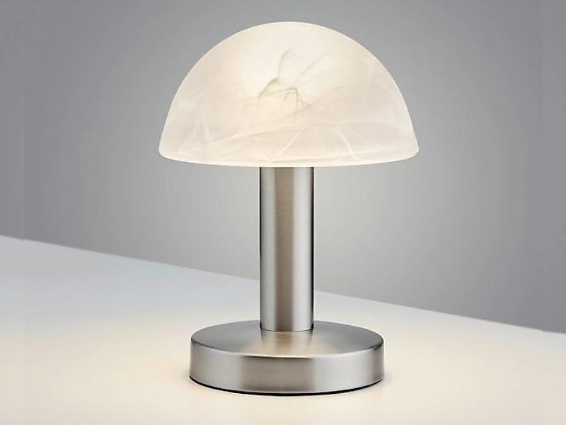 TischLeuchte ca. 21 cm hoch ON/OFF Touch Nickel / Glas Weiss 1 Stück Metall günstig online kaufen