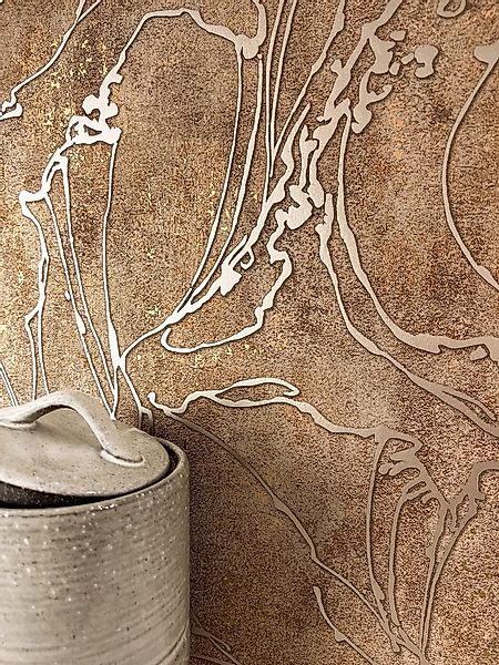 Newroom Vliestapete Fozia Copper Tapete Mustertapete Grafik,Linien,Leicht g günstig online kaufen