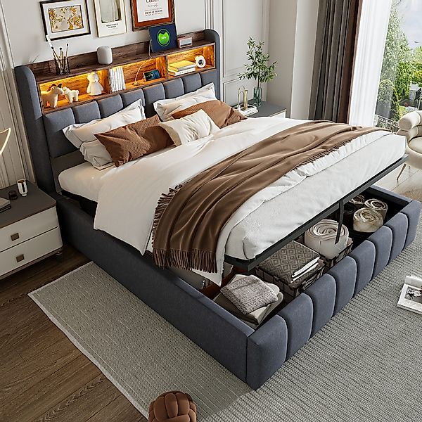 Ulife Polsterbett mit hydraulischem Stauraum, Jugendbett günstig online kaufen