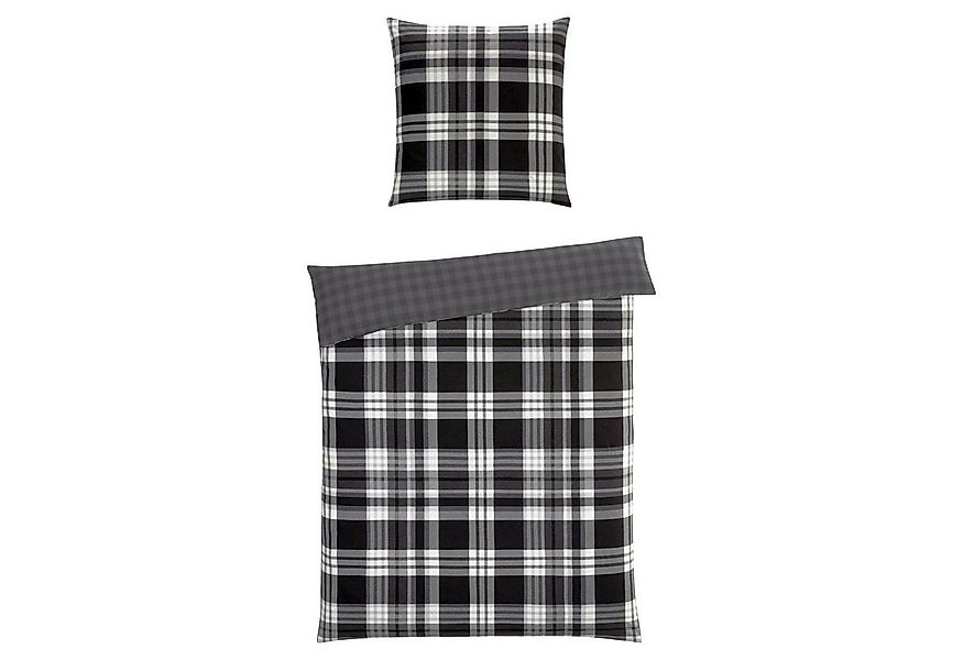 casa NOVA Bettwäsche KATHARINA, 135 x 200 cm, Anthrazit, Karomuster, Flanel günstig online kaufen