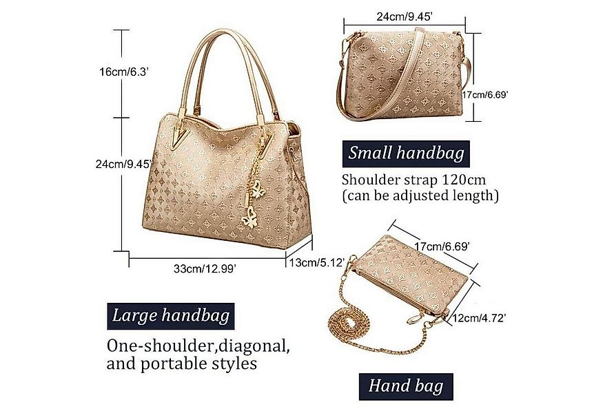 LuxusKollektion Handtasche Handtaschen Set Damen 4-teilig Mittelgroß Umhäng günstig online kaufen