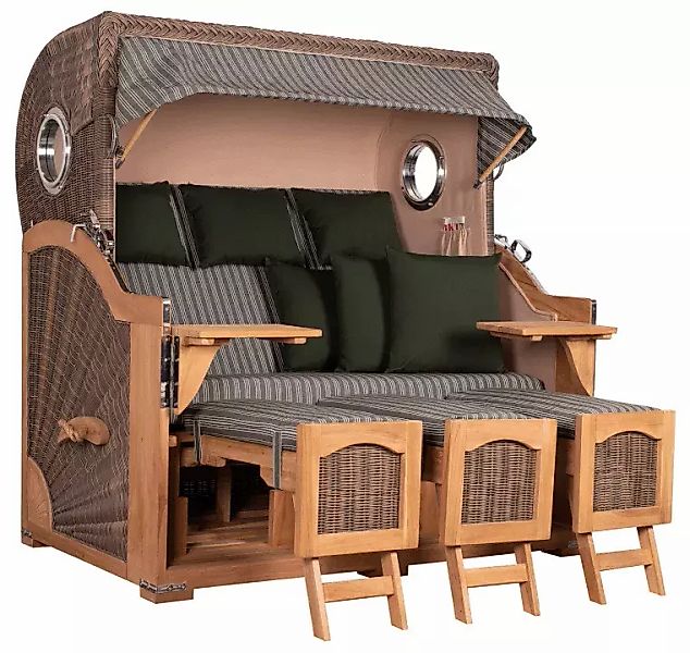 Strandkorb Amrum Grande XXL Teak Bullauge PE grey Dessin 504 günstig online kaufen