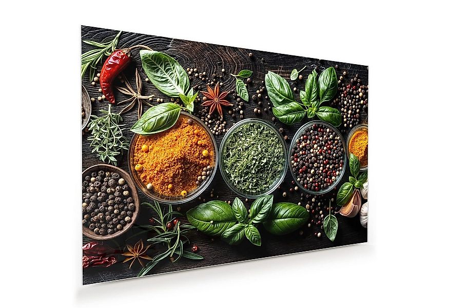 Primedeco Glasbild Wandbild Gewürze Und Kräuter mit Aufhängung, Gewürze & F günstig online kaufen