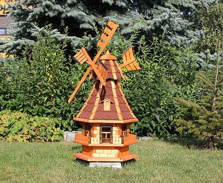 Holzdekoladen Deko-Windrad Wetterfeste Holzwindmühle, Gartenwindmühle mit günstig online kaufen
