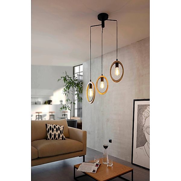 EGLO Hängeleuchte »BASILDON Pendellampe, E27, Stahl, Holz, Vintage, Esstisc günstig online kaufen
