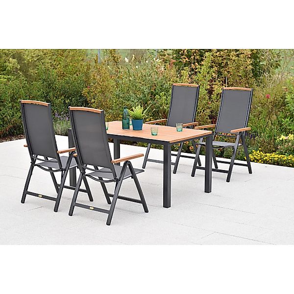Merxx Siena Set 5-tlg. 4 Klappsessel Gartentisch 150 x 90 cm günstig online kaufen