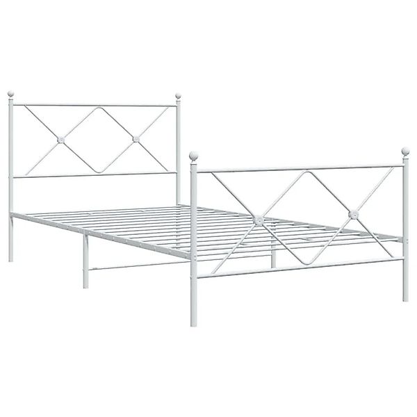 vidaXL Bettgestell mit Kopf- und Fußteil Metall Weiß 107x203 cm 376565 günstig online kaufen