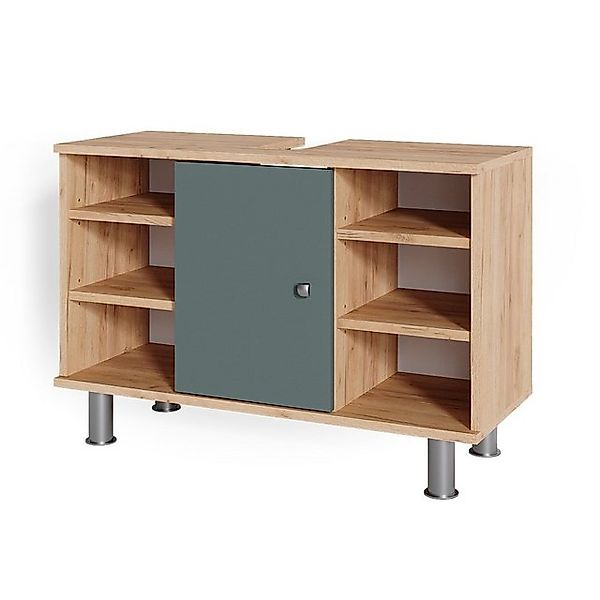 Vicco Waschbeckenunterschrank Fynn, Goldkraft Eiche/Grün, 80 günstig online kaufen