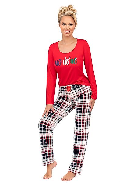 Donna Pyjama Schlafanzug im Karo-Design mit günstig online kaufen