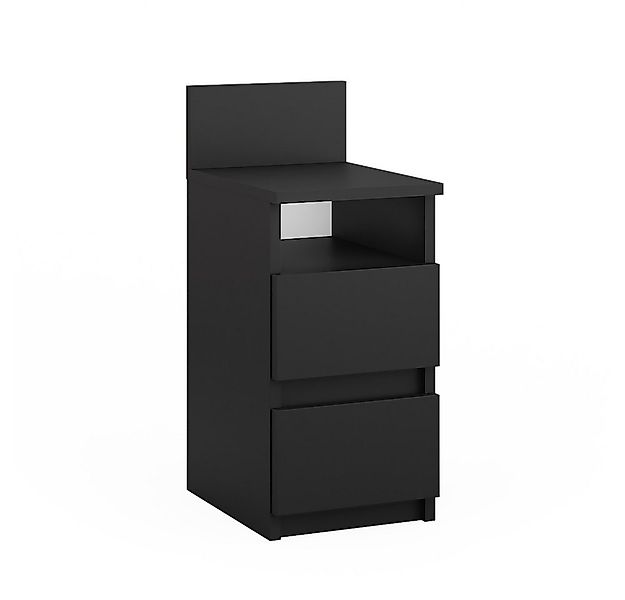 Vicco Nachtschrank Monty, Schwarz, 25 x 59.1 cm mit 2 Schubladen günstig online kaufen