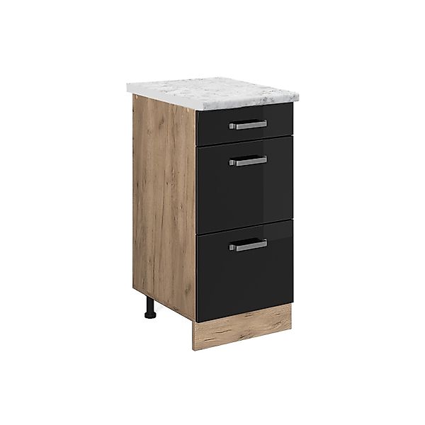 Vicco Fame-Line Küchenschränke Grün-Gold Landhaus/Goldkraft Eiche 347 x 257 günstig online kaufen