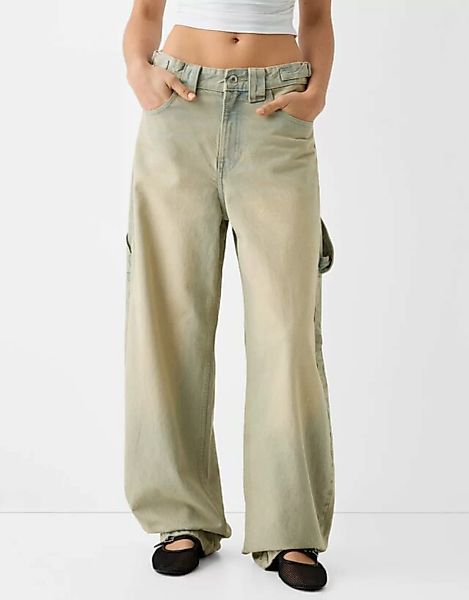 Bershka Baggy-Jeans Im Workwear-Look Damen 36 Hellblau günstig online kaufen
