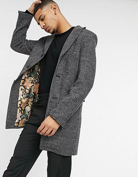 Harry Brown – Karierter Mantel aus hochwertigem Wollgewebe-Grau günstig online kaufen