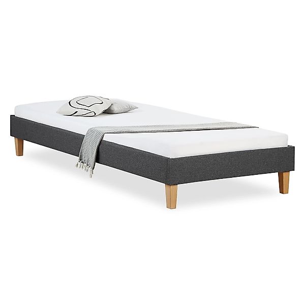 Homestyle4u Polsterbett mit Lattenrost 90x200 cm in Grau 1984 günstig online kaufen