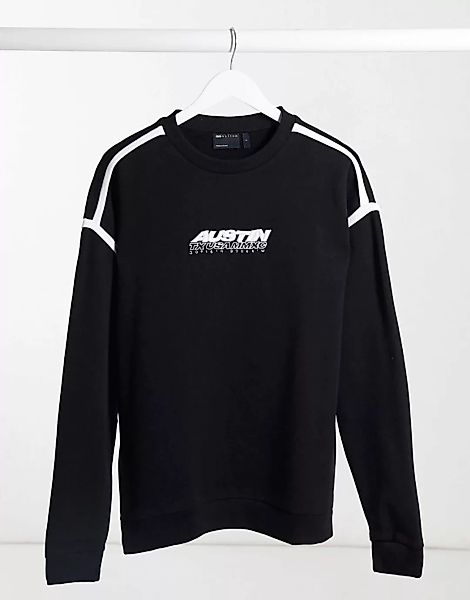 ASOS DESIGN – Oversize-Sweatshirt in Schwarz mit farblich abgesetzter Paspe günstig online kaufen
