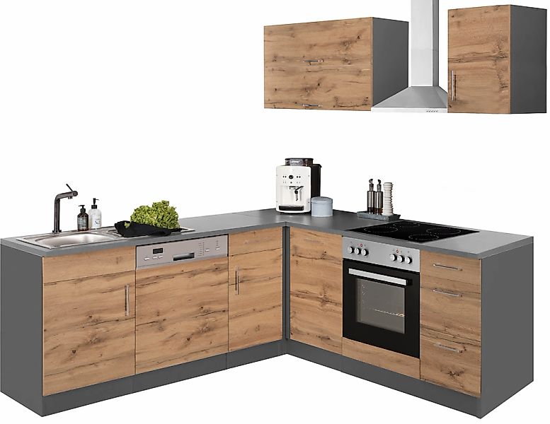 KOCHSTATION Winkelküche "KS-Colmar" mit E-Geräten, Stellbreite 210/210 cm günstig online kaufen