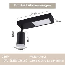 ZMH Deckenstrahler 1 Flammig 10W Schwarz/Weiß günstig online kaufen