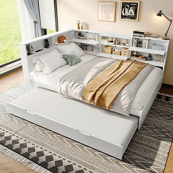 Flieks Daybett, Holzbett 140x200cm mit Ausziehbett günstig online kaufen