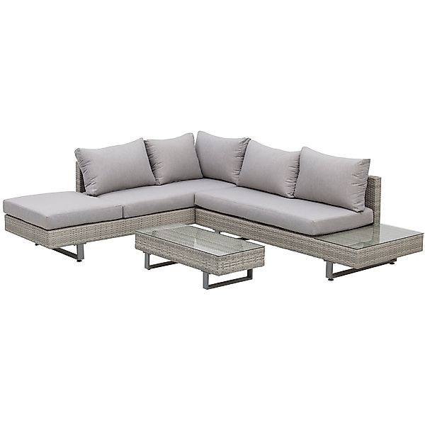 Outsunny Polyrattan-Lounge-Set 3-tlg.  Couchtisch Beistelltisch Wetterbestä günstig online kaufen