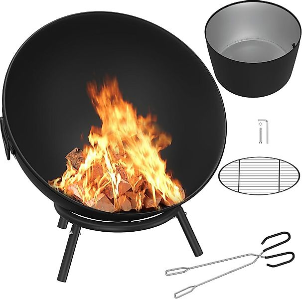 FIVMEN Feuerschale Feuerkorb Ø 60cm Kippbare Feuerstelle mit 3 Dreibein Koh günstig online kaufen