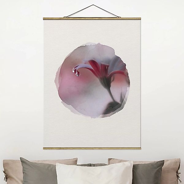 Stoffbild Blumen mit Posterleisten - Hochformat Wasserfarben - Invisible To günstig online kaufen