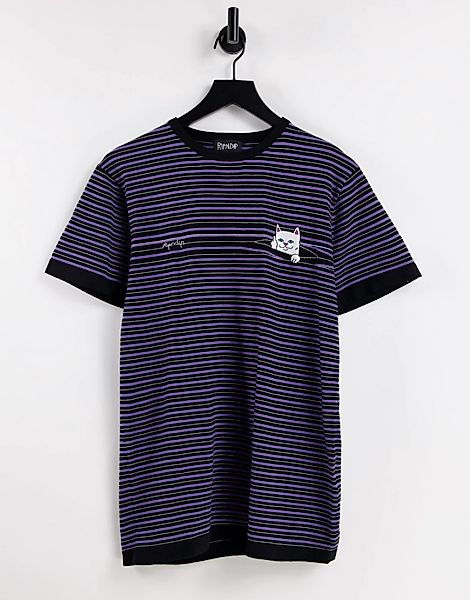 RIPNDIP – Peeking Nerm – Strick-T-Shirt mit Jacquardmuster in Marineblau günstig online kaufen