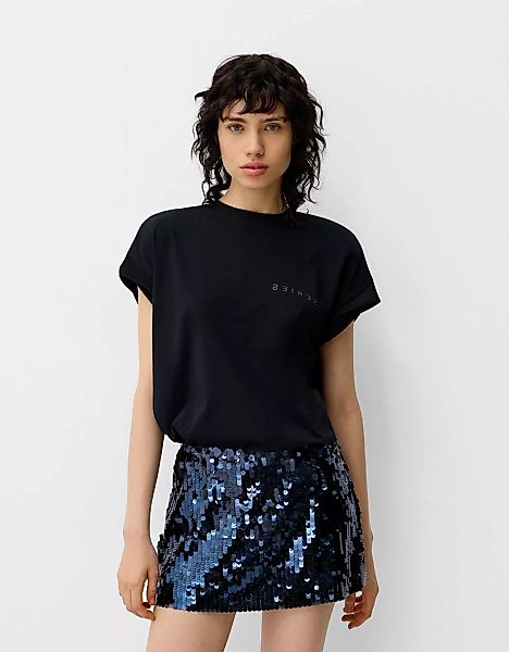 Bershka Minirock Mit Pailletten Damen M Blau günstig online kaufen