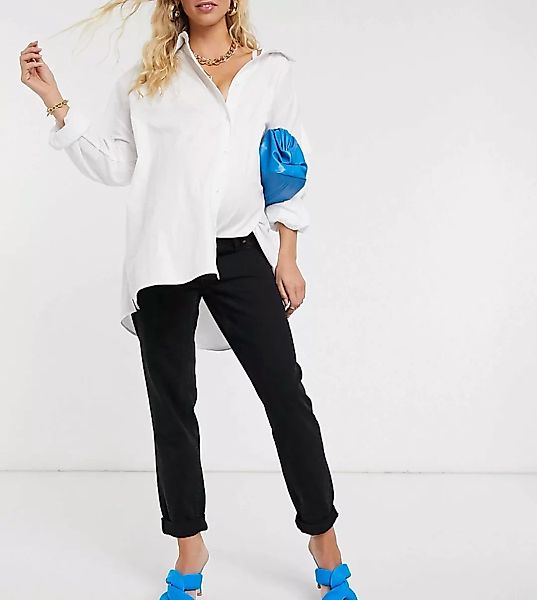 ASOS DESIGN Maternity – Original – Schwarze Mom-Jeans mit hohem, elastische günstig online kaufen