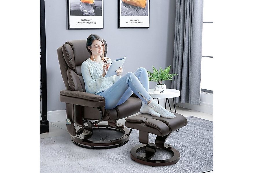 HOMCOM Massagesessel mit Fußhocker, Liegefunktion (Relaxsessel, 2-St., Sess günstig online kaufen