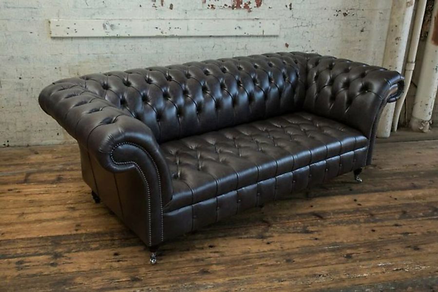 JVmoebel 3-Sitzer Klassische Chesterfield Sofa 3 Sitzer Design 100% Leder S günstig online kaufen