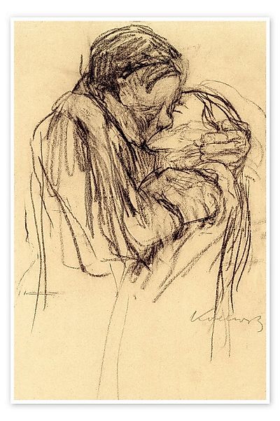 Posterlounge Wandbild Der Kuss, Käthe Kollwitz, erhältlich als Poster, Lein günstig online kaufen