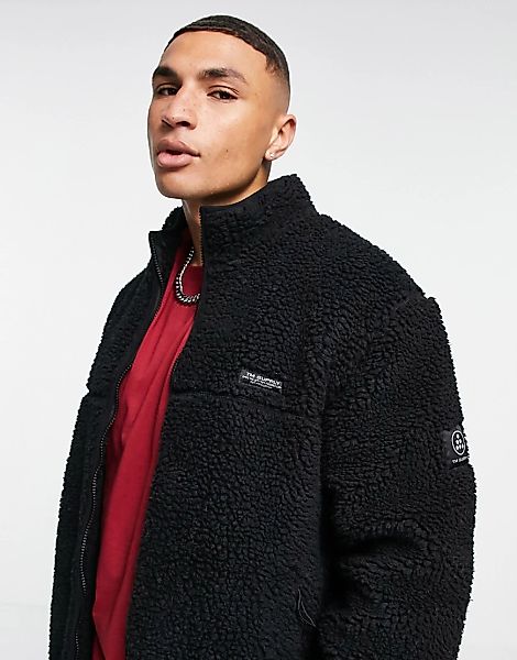 Topman – Jacke aus Kunstfell-Fleece in Schwarz günstig online kaufen