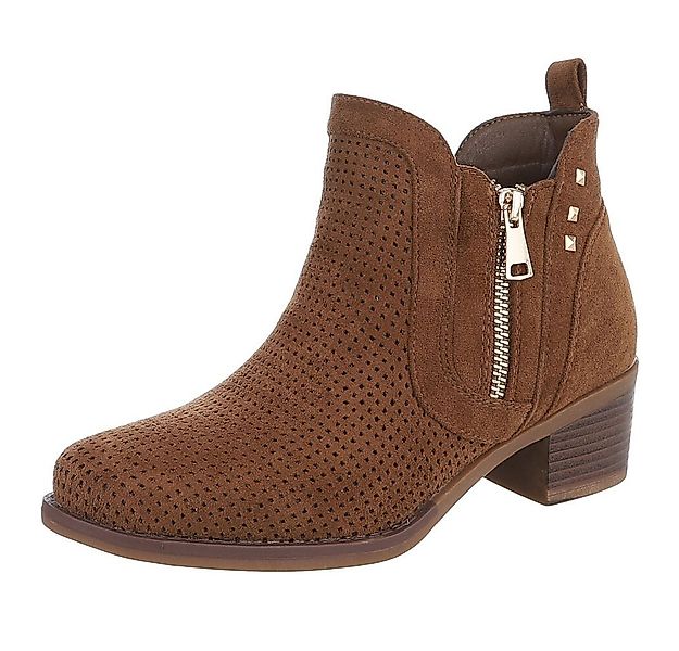 Ital-Design Modische Stiefelette mit Reißverschluss und Perforation Sommerb günstig online kaufen