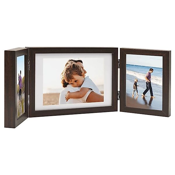 vidaXL Bilderrahmen Dreifach-Bilderrahmen Collage Dunkelbraun 28x18 günstig online kaufen
