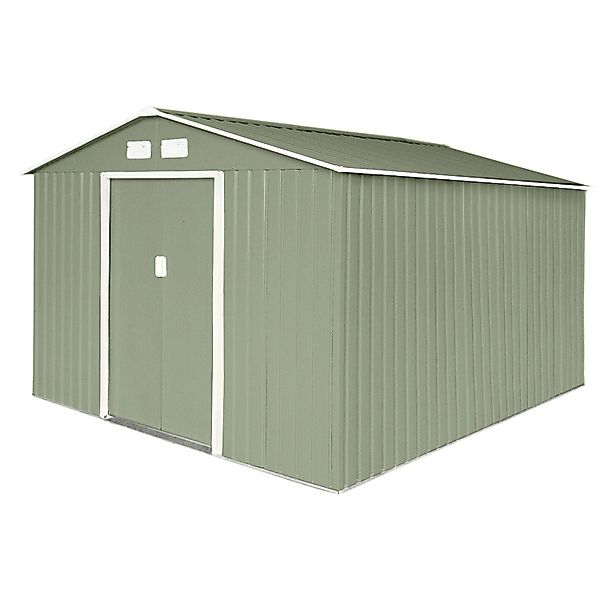 Hattoro S300 Metall Gerätehaus mit Bodenrahmen 12,5 m³ Satteldach Hellgrün günstig online kaufen